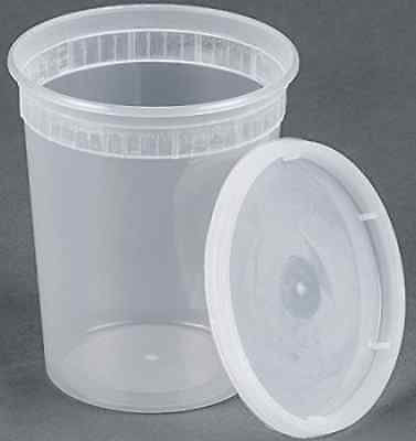 Scotty's 24 Pack of 32 oz Deli Plastic Food Storage Containers with Lids - 24 containers and 24 lids