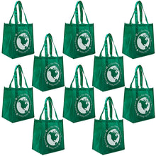 ReBagMe Large Reusable Grocery Bag Totes with Extra Reinforced Handles - Green (Pack of 10)