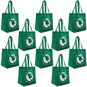 ReBagMe Large Reusable Grocery Bag Totes with Extra Reinforced Handles - Green (Pack of 10)