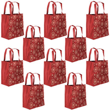 ReBagMe Large Reusable Grocery Bag Totes with Extra Reinforced Handles - Red (Pack of 10)