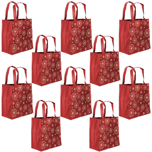 ReBagMe Large Reusable Grocery Bag Totes with Extra Reinforced Handles - Red (Pack of 10)
