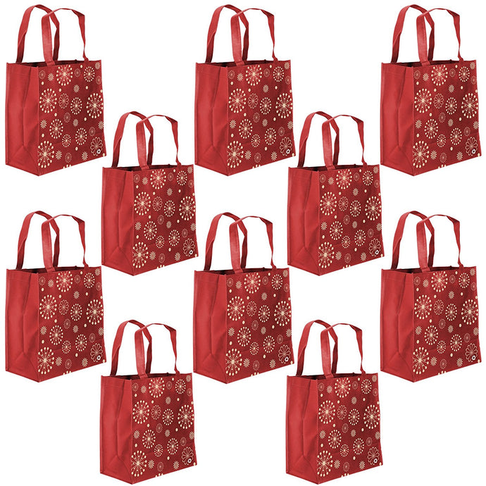 ReBagMe Large Reusable Grocery Bag Totes with Extra Reinforced Handles - Red (Pack of 10)