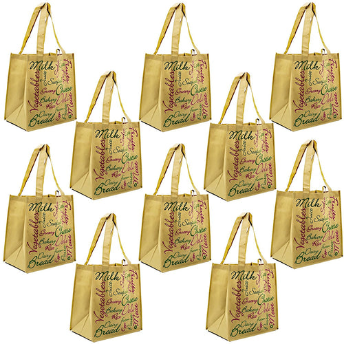 ReBagMe Large Reusable Grocery Bag Totes with Extra Reinforced Handles - Brown (Pack of 10)