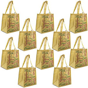 ReBagMe Large Reusable Grocery Bag Totes with Extra Reinforced Handles - Brown (Pack of 10)