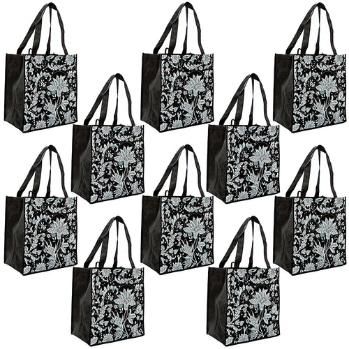 ReBagMe Large Reusable Grocery Bag Totes with Extra Reinforced Handles - Black (Pack of 10)