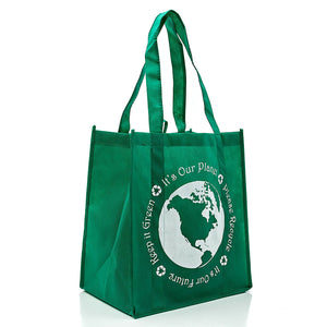 ReBagMe Large Reusable Grocery Bag Totes with Extra Reinforced Handles - Green (Pack of 10)